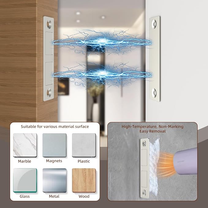 Cabinet Magnets Stick On Jiayi 4 Pack 30 LB Ultra Thin Invisible Magnetic Door Catch No Drill, Dual Magnet Door Closer Latch, Heavy Duty Strong Door Drawer Magnet for Kitchen Wardrobe Closet Closure