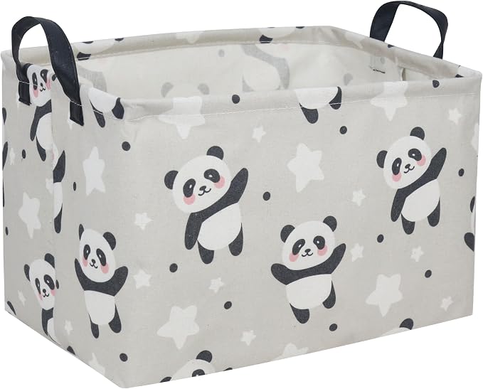 Kids Basket Panda Storage Bins for Girls Rectangular Baby Gift Baskets Cute Toy Storage Bin Box Organizer Book Shelf Basket Sports Balls Room Decor(Panda)