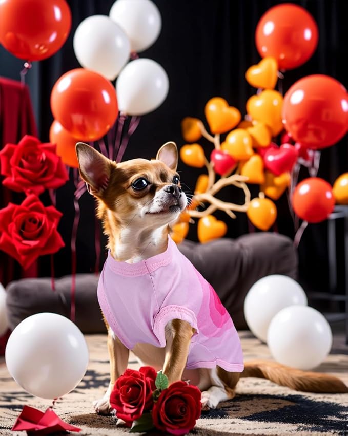 PET SHOW 4 Pack Valentines Dog Shirts XS for Extra Small Doggies Boy Girl | Breathable t-shirts for cats,polyester,sleeveless vest,holiday birthday puppy clothes tank top