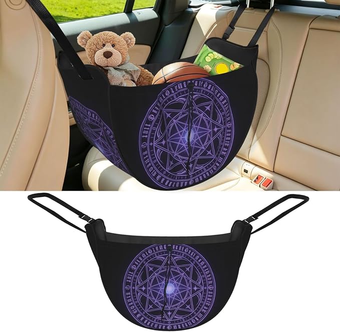 Magic Circle Car Seat Organizer-Backseat Storage Bag for Travel | Waterproof Durable. Holds Snacks Gear Essentials. Fits Most Cars.