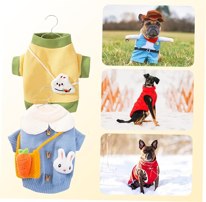 Cabilock 10pcs Small Pet Coat Hanger Steel Dog Clothing Hanger Closet Pet Cat Clothing Rack Steel for Storage