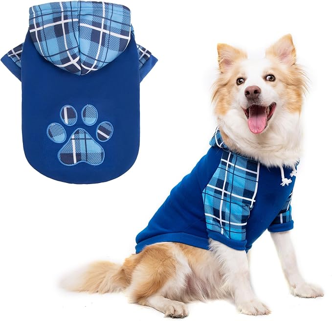 Plaid Dog Hoodie Pet Clothes Sweaters with Hat