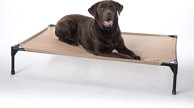 K&H Outdoor Elevated Dog Bed, Cooling Raised Dog Bed, Large 42x30in, Tan