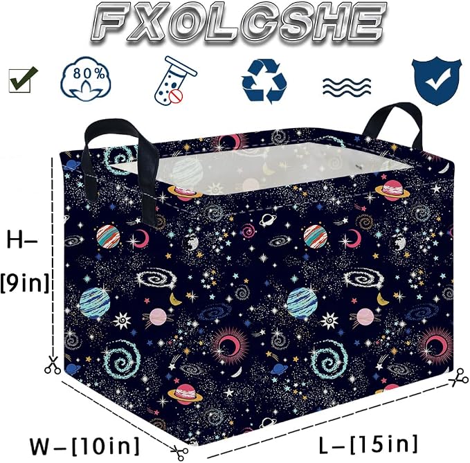 Rectangular Star baskets,Storage Basket,Waterproof foldable laundry basket for Kids,Cute Toys Storage Bin Organizer,Book bins,Starry Sky Galaxy Room Decor(Stars)