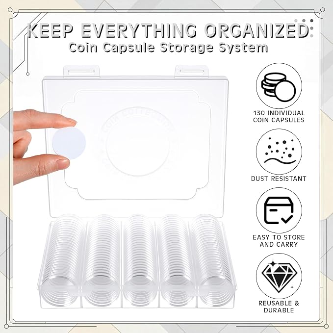 Novabright 391 Pcs Coin Collection Holder Case Set 30mm Coin Capsules and NFC Cards Wet Inlays with Storage Box, NFC Blank Cards Compatible with All NFC-Enabled Phones