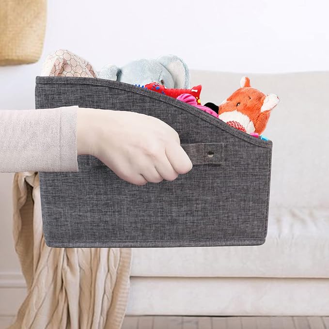 Large Dog Toy Basket Collapsible Dogs Toy Box Fabric Trapezoid Dog Toys Bin Storage for organizing pet Toys/Blankets/leashes/Rope Toys/Clothing-Can be Personalized-Gray