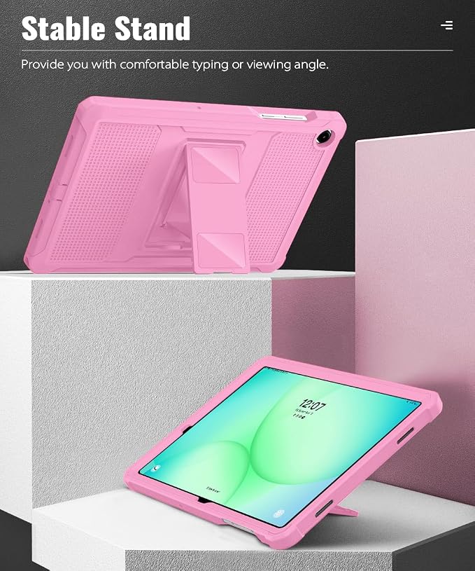 MoKo Shockproof Case Fit Samsung Galaxy Tab A11+ Plus/ A9+ 11 Inch | with Screen Protector, Heavy Duty Shockproof Protective Case, Peony