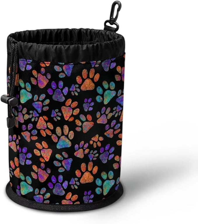 Dog Paw Portable Clothespin Organizer Bag, Drawstring Laundry Peg Storage Pouch with Hanging Loop, Compact Clips Holder for Drying Rack, Camping, Beach, Home