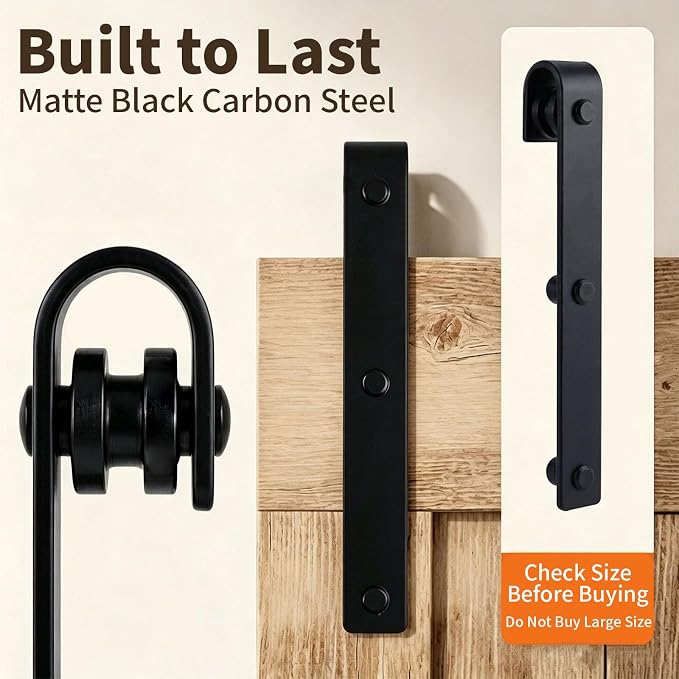 Sliding Barn Door Handles, Heavy Duty Mini J Shape Hanger, 4Pcs | High-Strength Carbon Steel, Black Powder Coated Surface, for Cabinets, TV Stand, Pet Houses, Closets