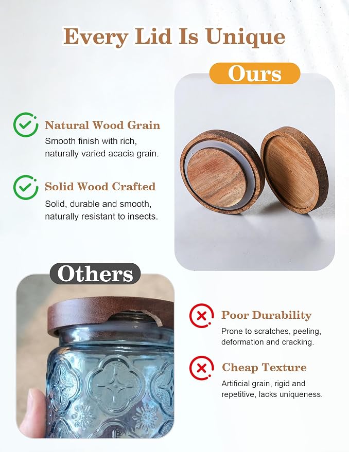 Glass Jar with Airtight Wood Lid – 34 OZ Kitchen Bathroom Pantry Canister, Decorative Vintage Storage Container for Candy, Coffee, Cookie, Cereal, Sugar, Tea, Pet Treat, Bath Salt, Green Sunflower