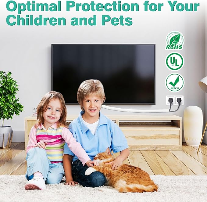 UOMTFAI Dog and Cat Cord Protector 10ft - 1inch, Flexible Cable Sleeve for Easy Cord Management, Protects Cables from Pets Chewing, Ideal for USB, Power, Audio and Video Cords - White