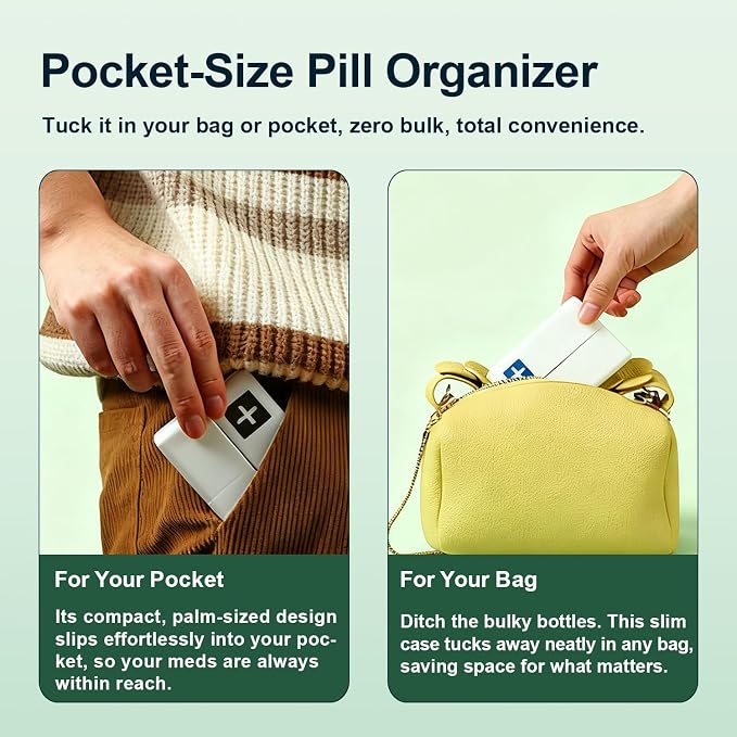 Small Magnetic Daily Pill Case, 7-Day Weekly Pill Box Container | 7 Compartments Medicine Organizer Dispenser, Travel Medication Holder Planner for Vitamin, Meds, Fish Oils, Supplement