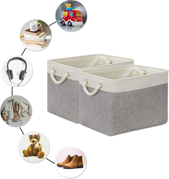 Large Fabric Collapsible Cube Storage Baskets for Organizing 16x12x12 | Storage Bins for Organizing Fabric Collapsible Organizer Baskets