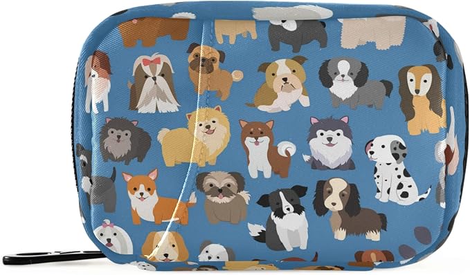 Naanle Cute Puppy Dog 7 Day Pill Case - Travel Organizer Bag With Zipper, Portable Weekly Compact Size for Vitamin Supplement Holder