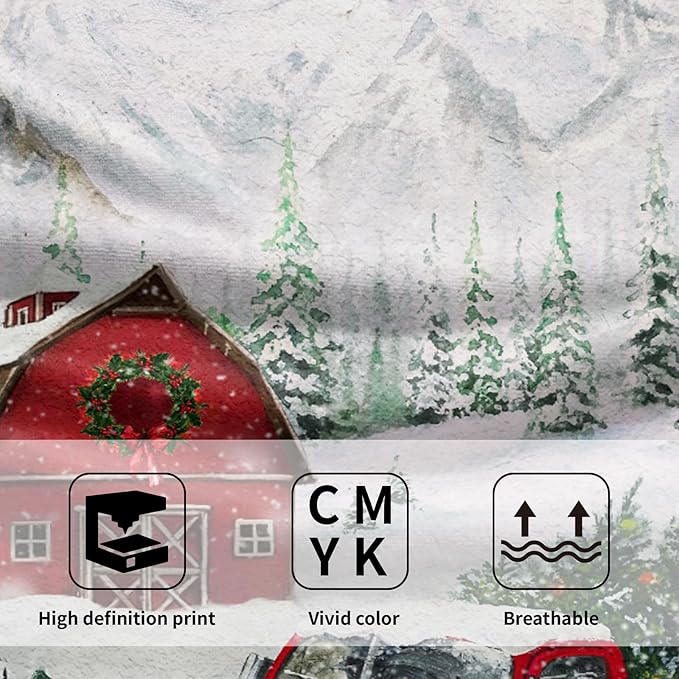 Giwawa Merry Christmas Hand Towels Set of 2 Red Truck Face Guest Towel Xmas Holiday Decorative Soft Fingertip Towel for Bathroom Kitchen Yoga Gym