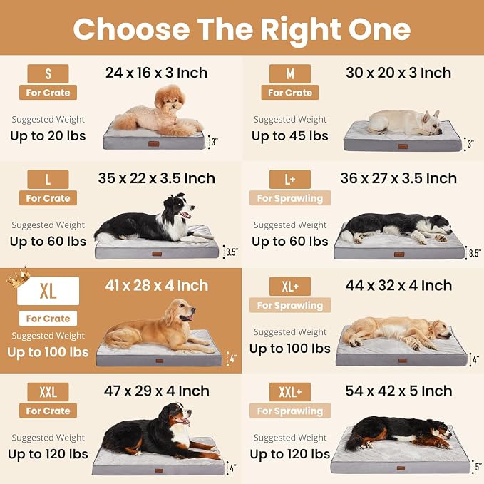 OhGeni Orthopedic Waterproof Large Dog Bed, Memory Foam, 41 inch(Black) | Machine-Washable Removable Cover in Easy-Clean Fabric, Reversible Memory Foam & Easy-Carry Handle, Suitable for Crate