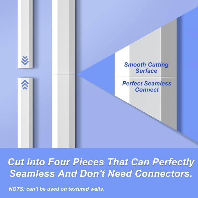 TV Cord Hider, Self Adhesive 44in Cable Raceway Kit, Holds Up to 4 Cables | White Wire Covers for Cords on Wall, Large Cord Cover for Wall Mounted TV, Paintable Cable Management System, W1.2in H0.6in