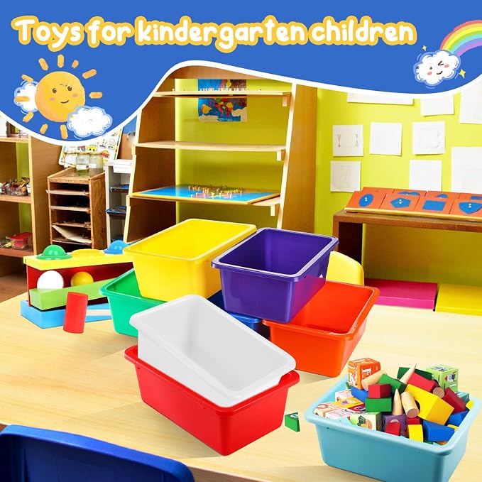 8-Pack Colorful Classroom Storage Bins, Plastic Cubby Book Bins for Classroom Organization, Book & Toy Storage Organizer, Perfect for Classroom Library, Shelves, STEM Centers, Daycare & Homeschool