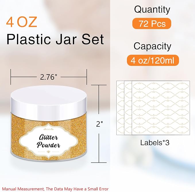 PeacePeo 4 OZ Plastic Jars with Lids, 72 Pcs Clear Storage Containers | Round Empty Small Jars with White Lids, Lightweight and Portable, for Travel Storage Makeup, Small Item Storage Organizer