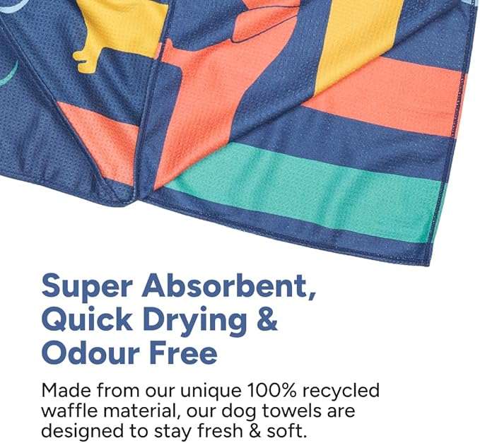 Dock & Bay Pet Towel - Super Absorbent & Quick Drying Dog Towels with Bag - 100% Recycled - Go Long, Medium (90x50cm, 35x19)