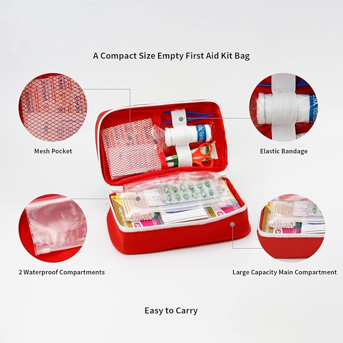 Portable Empty First Aid Kit Bag, Travel Medicine Pouch, Small Medical Bag (Blue)