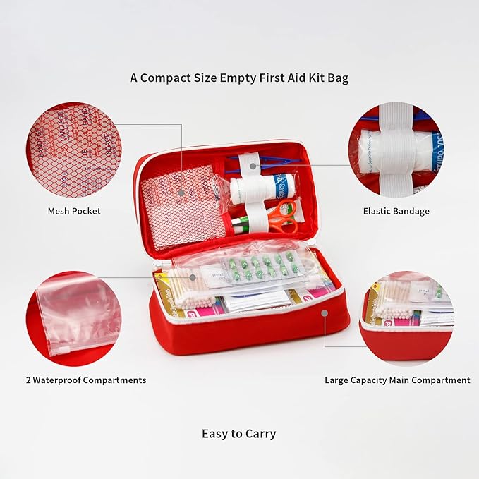 Portable Empty First Aid Kit Bag, Travel Medicine Pouch, Small Medical Bag (2 Pieces Blue)