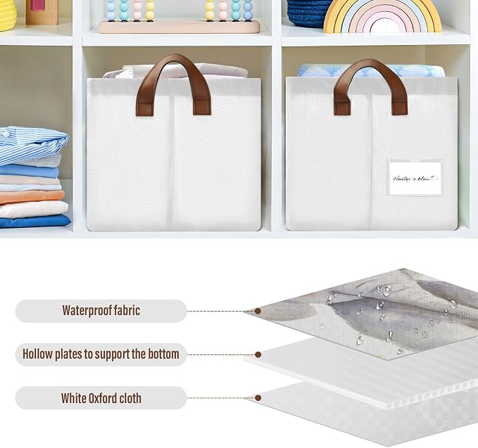 Watercolor Jungle Animal Cute Wildlife Storage Basket for Baby with Handles&Label Rectangular Waterproof Nursery Storage Bins Collapsible Organizer Baskets for Kids Cloth Gift Toys Laundry Shelf, 2 PC