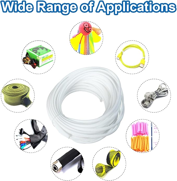 Heyiarbeit 10m/32.8ft PET Expandable Braid Cable Sleeving Flexible Wire Mesh Sleeve White 4mm