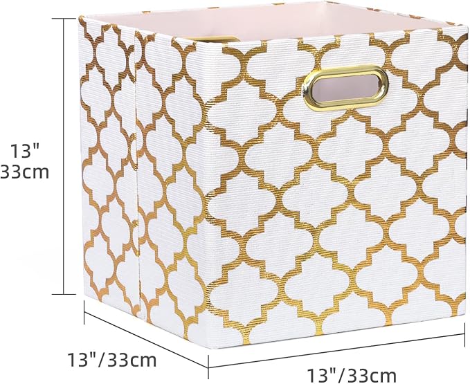 13x13x13 Storage Cube Bins, Collapsible Storage Bins Fabric Storage Cubes Organizer Baskets Box Drawers for Shelves, Closet, Wardrobe, Bookshelf, Cabinet, 3 Pack, White, AG40001-02