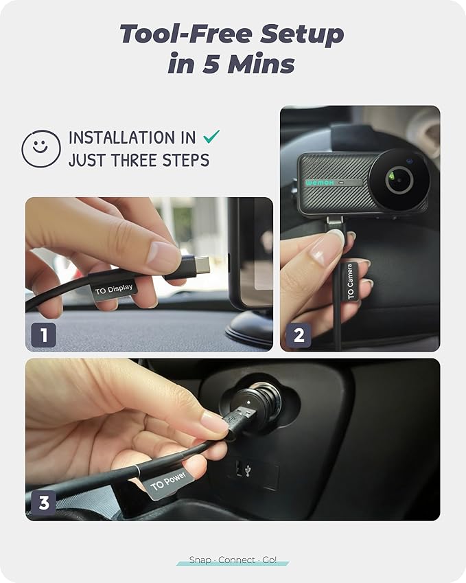 Magnetic Baby Car Camera with 5" 1080P IPS Monitor for Rear Facing