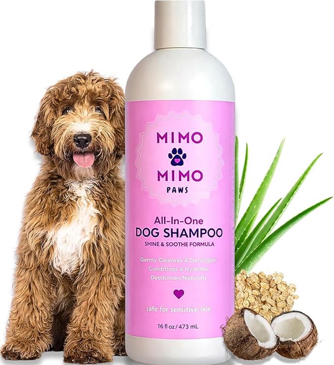 All-in-One Dog Shampoo & Conditioner, 16 oz – Oatmeal & Coconut Formula for Dry & Sensitive Skin, Gentle Cleansing, No Harsh Chemicals or Parabens, Light Fresh Scent, Made in USA