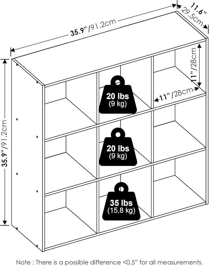 Furinno PELLI Closet Organizers and Storage, 9-Cube Closet Organizer, Open Shelf Closet Storage, for Wardrobe, Bedroom, Living Room, Espresso
