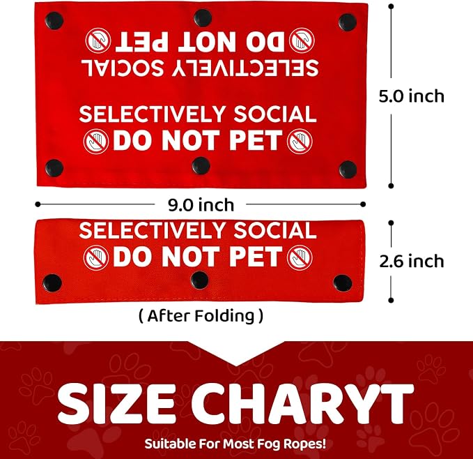 Selectively Social Do Not Pet Pet Leash for Dogs, Funny Dog Leash Wrap for Pet Dog Lovers Owners Gift (Red)