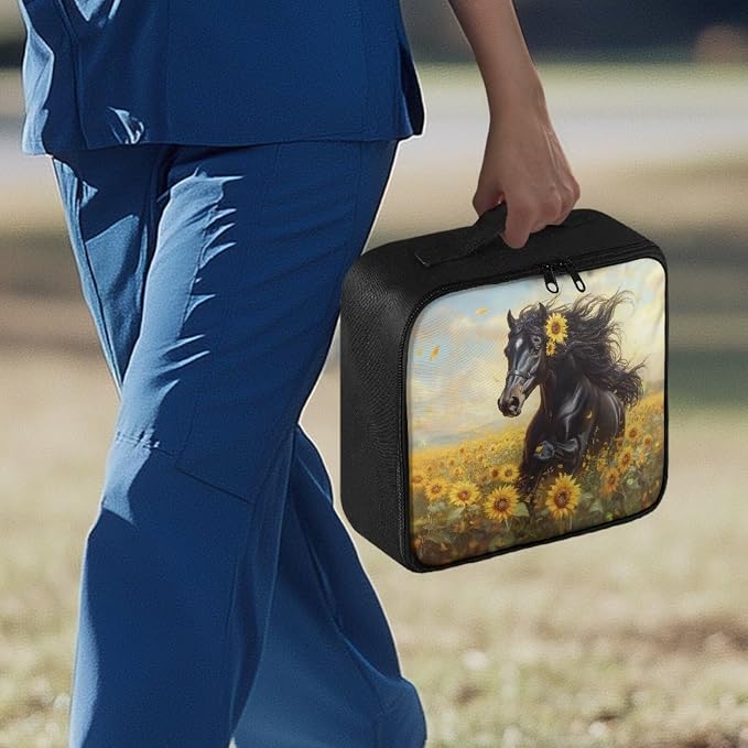 Rnyleeg Sunflower Horse First Aid Kit for Home Large Capacity Design Medical Supply Organizer Bag for Travel Basic Outdoor Essentials Survival Kit Easy to Storage