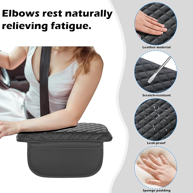 Center Console Cover for Jeep Grand Cherokee L 2021-2025 2026 Accessories Armrest Cushion Cover Nappa Leather Middle Console Covers for Grand Cherokee L Console Cushion Pad Anti-Scratch