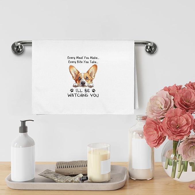 Funny Corgi Every Meal You Make Every Bite You Take Dog Decor Kitchen Dish Hand Tea Towels for Kitchen Bathroom, Corgi Gifts Gift for Corgi Lovers Women Mom Dad Kids, 16x24 Inches
