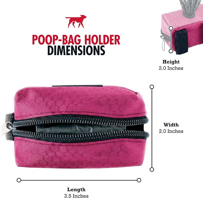 Tuff Pupper Dog Poop Bag Holder | Works with Any Dog Leash | Zippered Waste Bag Dispenser | Waterproof with Rust-Proof Clip | Convenient Lightweight Design | Includes 2 Rolls of Leak-Proof Bags