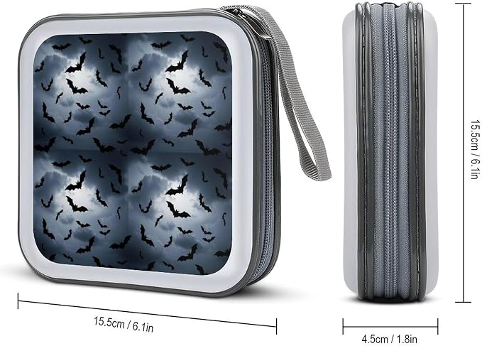 40-Capacity DVD CD Storage Wallet Bat, Heavy-Duty Hard Shell Binder, Portable Organizer with Strap for Car Travel