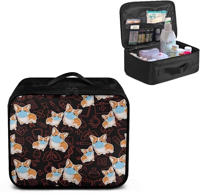 Corgi First Aid Kit Bag Empty Cute First Aid Bag Empty Medium Medicine Storage Bag Portable Medication Travel Bag for College Dorm School Kids Medical Bag Empty Medium Pouch