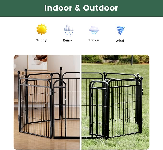 Gardner Pet Dog Playpens, 24" H 2 Add-on Panels for Small/Medium Dogs, Foldable Pet Play Yard Gate Extensions, Pet Playpen, Anti-Rust, Quick Install, Black