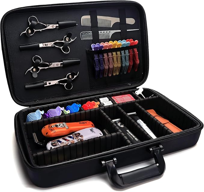 Barber Carrying Case,Barber Case, Stylist Tool Box Professional Salon Hair Cutting Grooming Kit Storage Organizer for Clippers, Scissors, Barber Supplies(Large)