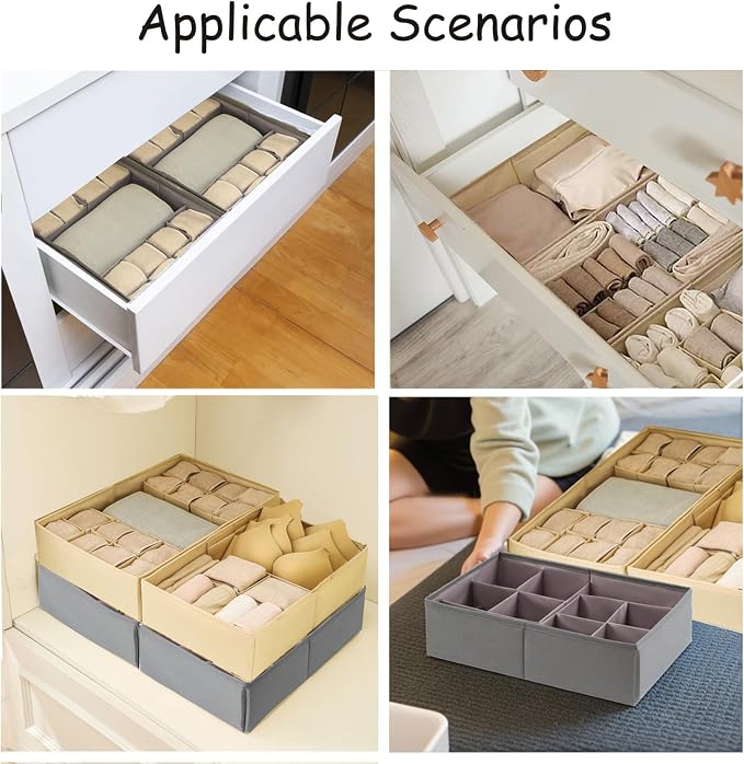 Drawer Organizer Clothes, Adjustable Dividers and Can Change the Size of the Dividers According , Can be Used in the Bedroom, Nursery and Closet Organizer or Storage, Underwear, Socks (Grey, Big)