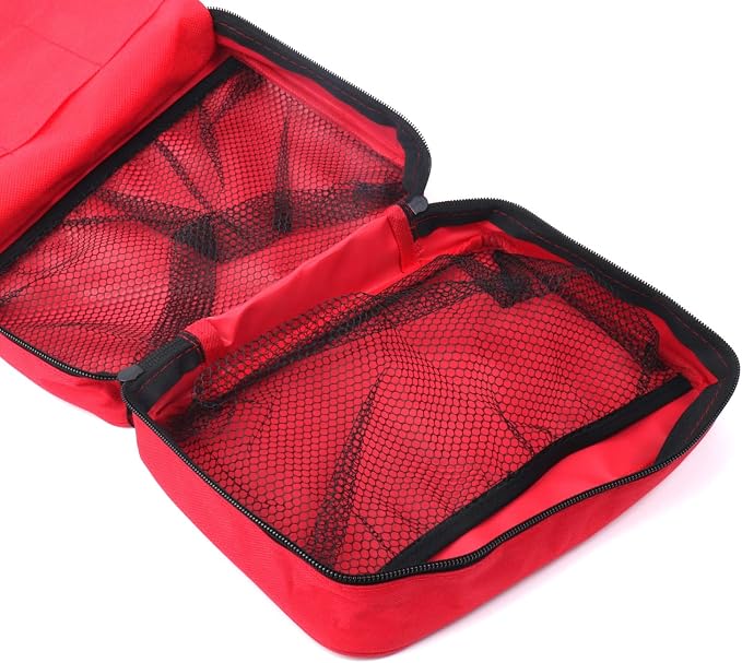 First Aid Bag First Aid Kit Empty Medical Storage Bag Red Trauma Bag for Emergency First Aid Kits Car Workshop Cycling Outdoors (SNL Red 1PC)