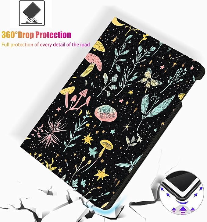 for Microsoft Surface Pro 11/10/9-13" 2024/2022 Tablet Case,Auto Wake/Sleep,Adjustable Stand Protective Cover - Starry Mushroom Plant