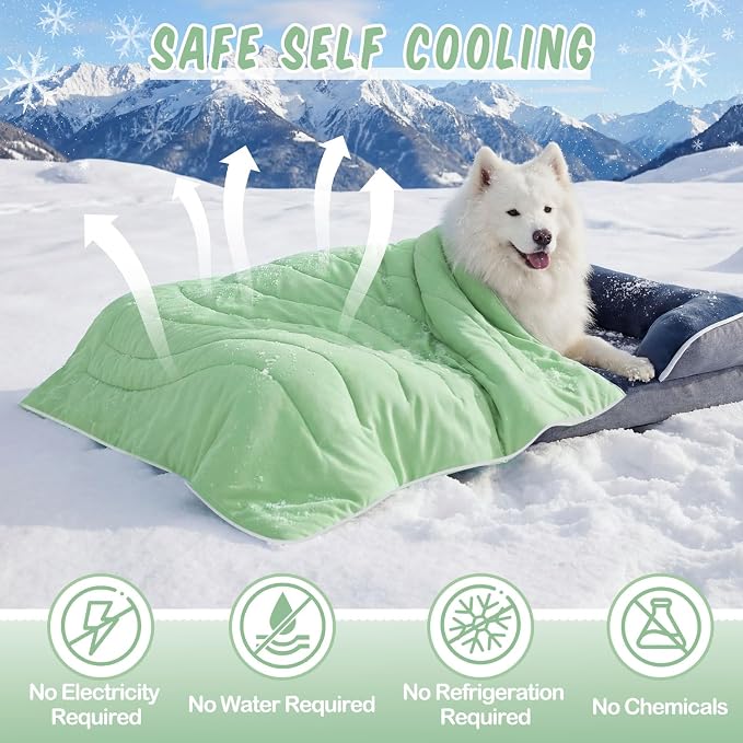SmoothNovelty 2 Pack Cooling Blankets for Large Dog, 39 x 47 Inch Cooling Dog Mat with Storage Bag, Breathable Summer Cold Pet Blanket Lightweight Washable Pet Throw for Hot Weather Sofa Bed