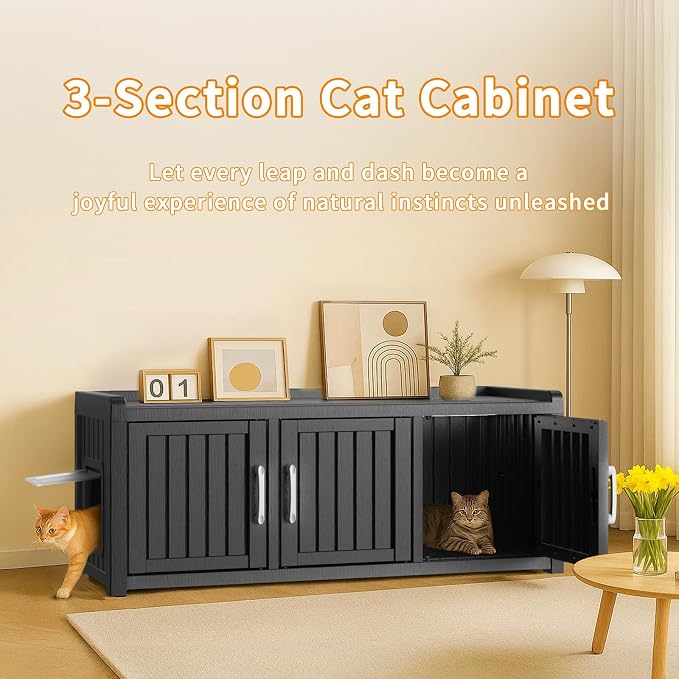 ROJIK Shoe Cabinet Waterproof UV-Resistant,Storage Bench Indoor Outdoor with Adjustable Shelves,for Entryway Bedroom,Hallway,Living Room(3 Door, Light Black)