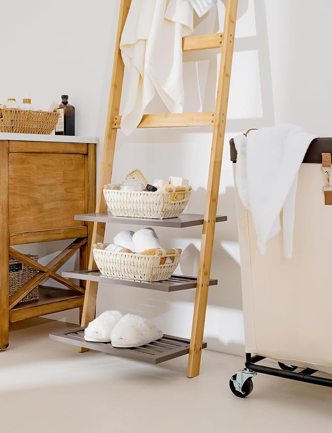 StorageWorks Small Storage Basket, Woven Basket for Shelves, Beige | Wicker Storage Baskets for Shelves, Baskets with Wooden Handles, 2-Pack Gifts Basket for Home Decor, Hand-Woven Basket