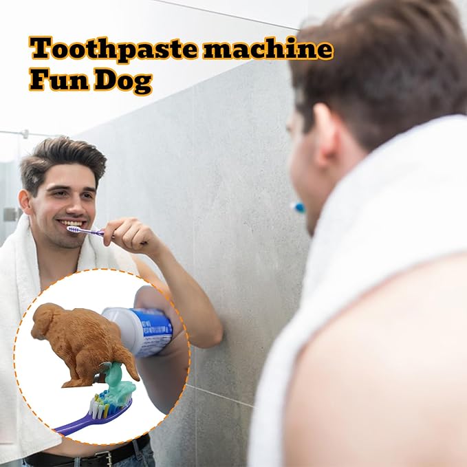 2 PCS Pooping Dog Butt Toothpaste Topper, Hilarious Golden Retriever Cap Dispenser