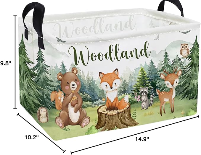 Essme Rectangular Animal Basket,Kids Storage Bins Organizer with Handles for Girls Room Decor, Gift Basket,Shelf Basket.(Tree Animal)