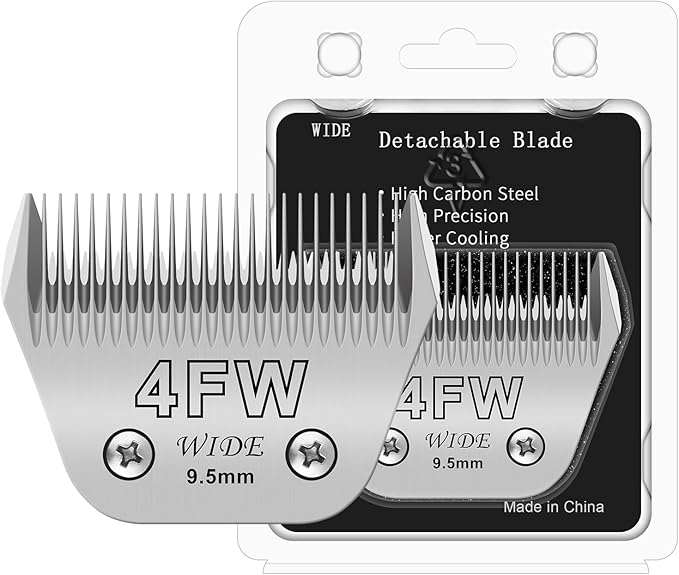4FW Dog Grooming Wide Blade,Detachable Pet Dog Grooming Blades,Compatible with Andis,Oster A5,Wahl km10 Clippers.Cutting Length 3/8 in(9.5mm)
